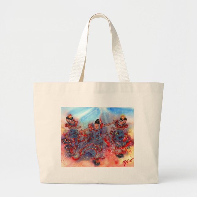 FLAMENCO DANCERS-2 LARGE TOTE BAG (Front)