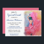 FLAMENCO DANCING PARTY EVENT INVITE<br><div class="desc">Beautiful flamenco dancer with her castanets and her ruffled dress of pink, s and yellows! AND a green frond cascading from her hair!.. A fun way to announce a Dance Party. A unique invitation for graduations, birthdays, anniversaries, bridal or baby showers, retirements or reunions - images from the designers original...</div>