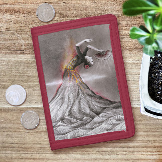 Flamenco dancing woman Volcano Surreal drawing art Trifold Wallet