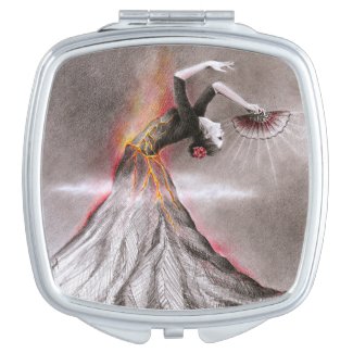 Flamenco dancing woman volcano surreal pencil art