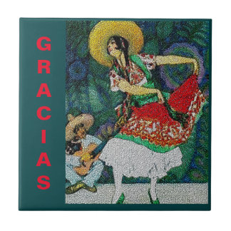 Flamenco Guitar Woman Tile Mural