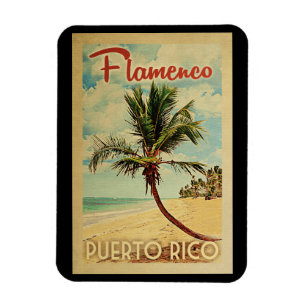 Flamenco Palm Tree Vintage Travel Magnet