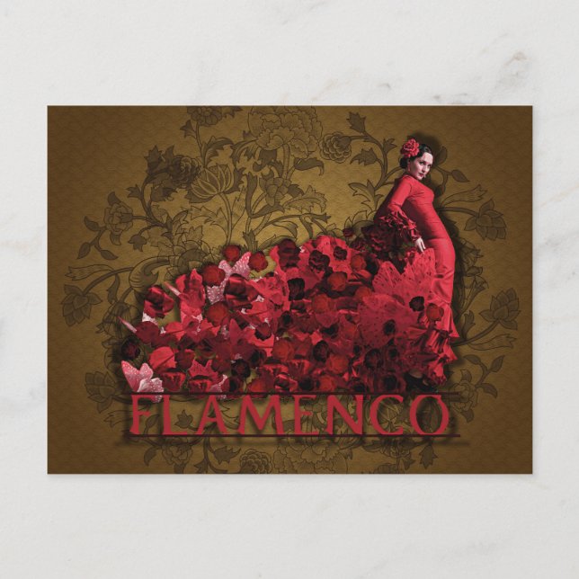 Flamenco Spain Dance Art red black brown Postcard (Front)