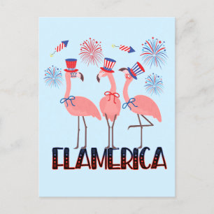 Flamerica 4th of July Flamingo Lovers Independence Postcard