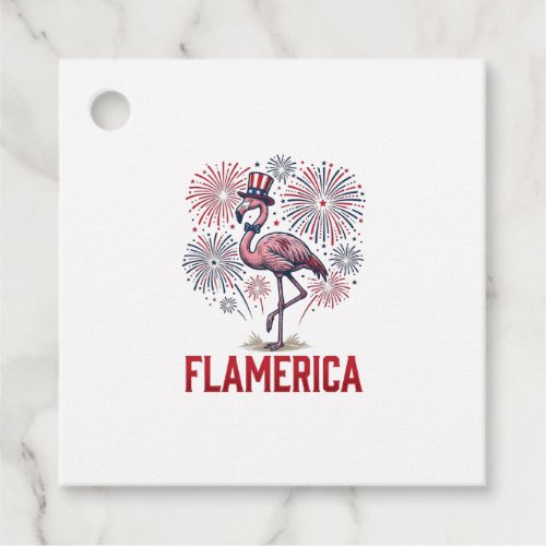Flamerica Flamingo Patriotic Vintage Shirt Design_ Favor Tags