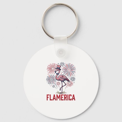 Flamerica Flamingo Patriotic Vintage Shirt Design_ Keychain