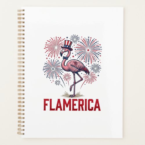 Flamerica Flamingo Patriotic Vintage Shirt Design_ Planner
