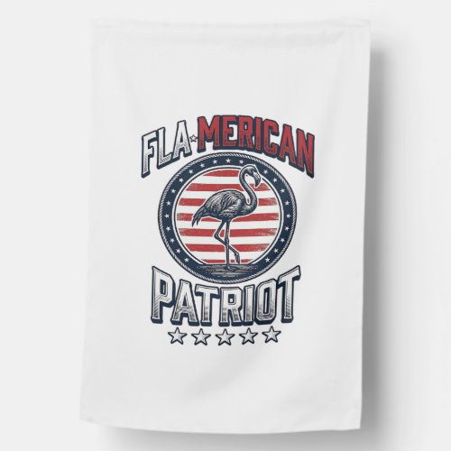 Flamerican Patriot Flamingo Vintage Vector House Flag