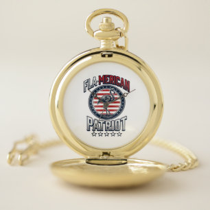 Flamerican Patriot Flamingo Vintage Vector Pocket Watch
