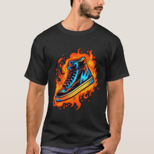 Flames Boots For Footwear And Sneaker T-Shirt
