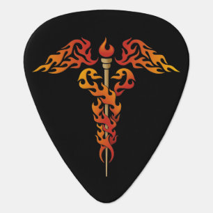 Flames Caduceus Guitar Pick