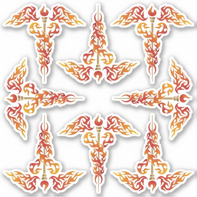 Flames Caduceus Sticker (Front)
