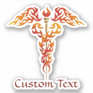 Flames Caduceus Sticker