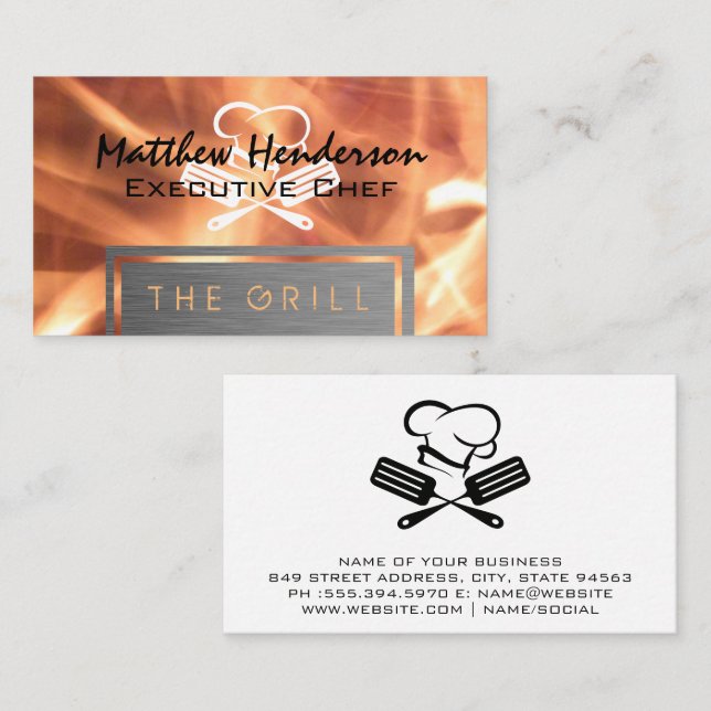 Flames | Chef Hat and Spatula Business Card (Front/Back)