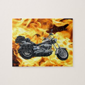 Flames & Cool Motorbike Power Machine Rider Gear Jigsaw Puzzle by EarthGifts at Zazzle