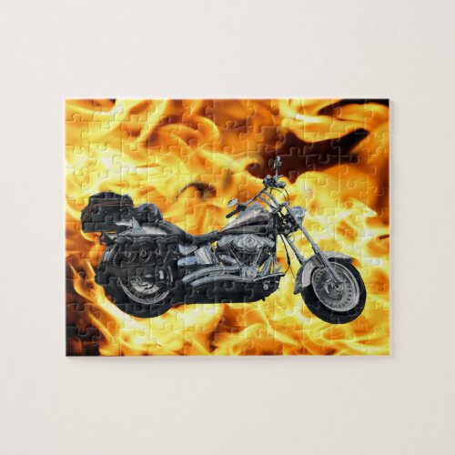 Flames  Cool Motorbike Power Machine Rider Gear Jigsaw Puzzle