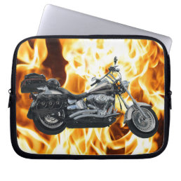 Flames &amp; Cool Motorbike Power Machine Rider Gear Laptop Sleeve