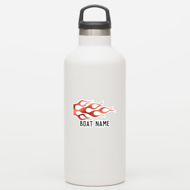 Flames Fire Boat name Captain Lake Sticker (Waterbottle)