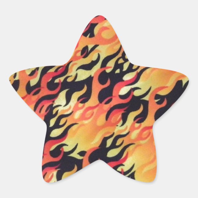 Flames Fire Customize add Name or Text Star Sticker (Front)
