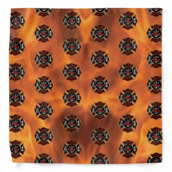 Flames Fire Fighter | Fire Department Pattern Bandana by hhbusiness at Zazzle