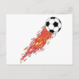 flames fire soccer ball postcard