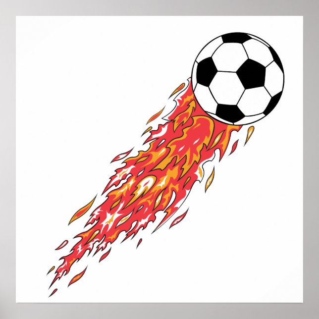 flames fire soccer ball poster (Front)