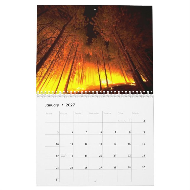 Flames Fire Wall Calendar