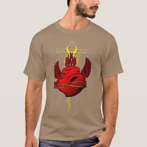 Flames Heart Tribal Tattoo Street Style  T_Shirt