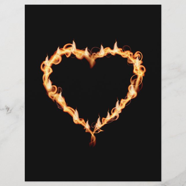 FLAMES HEAT black heart fire burning hot love Flyer (Front)