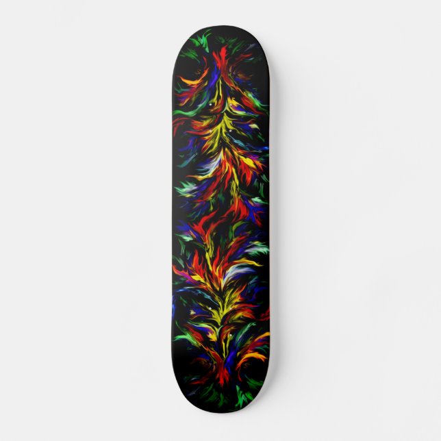 Flames in Rainbow Style Skateboard Deck (Front)
