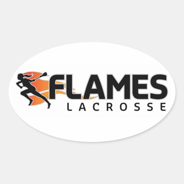 Flames Lacrosse Oval Sticker (Front)