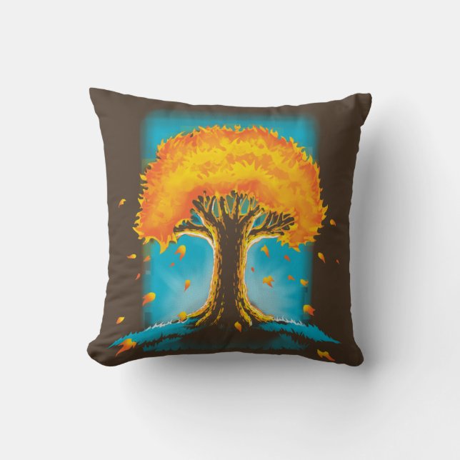 Flames of Autumn Throw Pillow (Front)