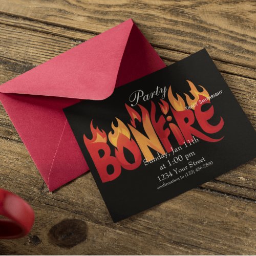 Flames Of Bonfire Invitation