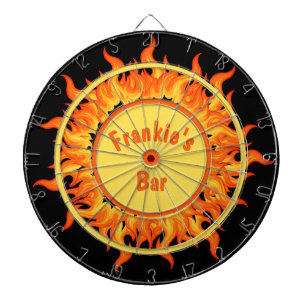 Flames of Fire Black Personalized Dart Board