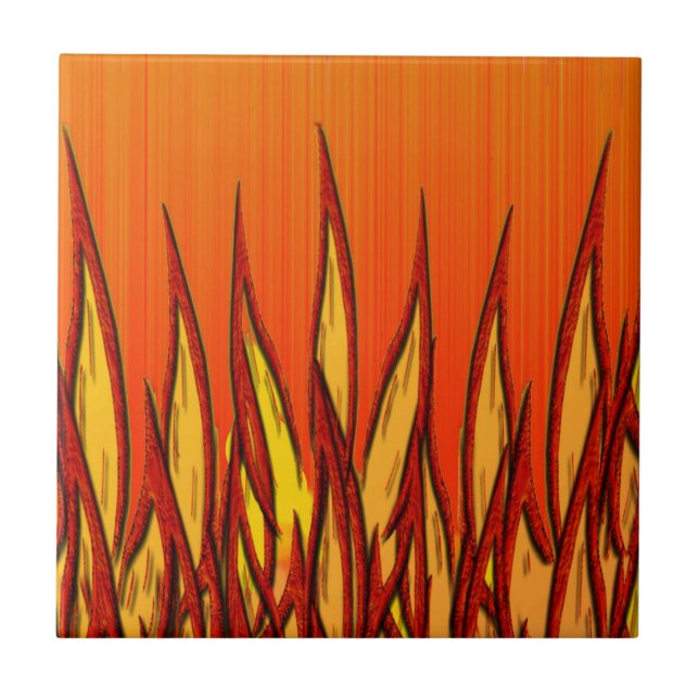 Flames of Fire Ceramic Tile (Front)