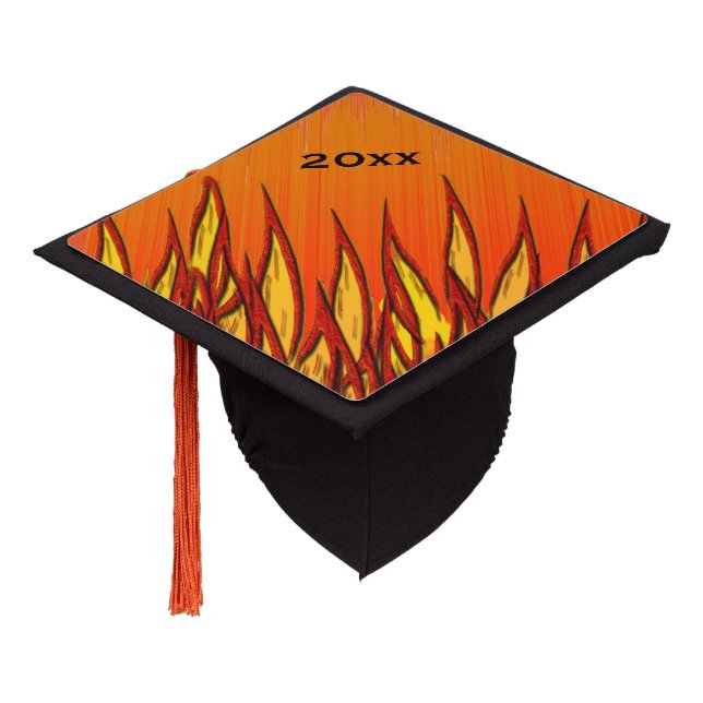 Flames of Fire Graduation Cap Topper (Angled)