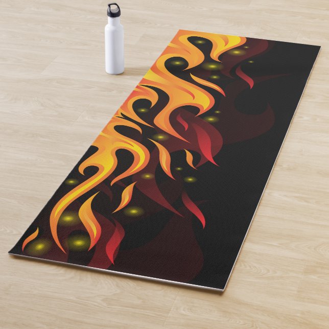 Flames of Fire on Black Background Yoga Mat (In Situ)