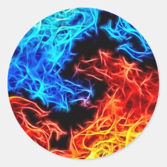 flames of good and evil classic round sticker