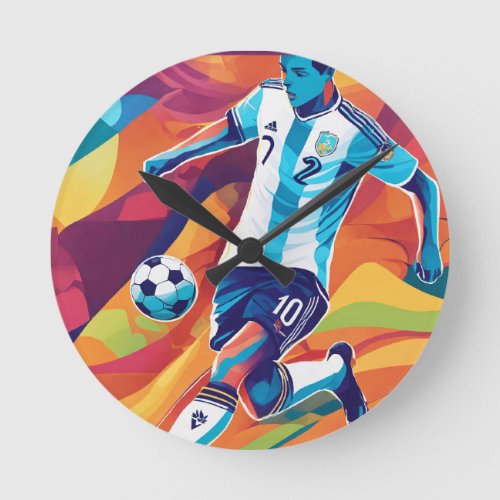 Flames of Victory Soccer Fan Scale Design Round Clock