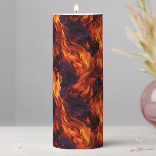 Flames Pattern Pillar Candle