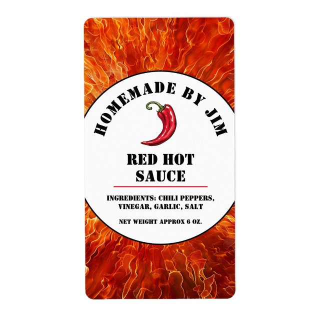 Flames Red Hot Chili Sauce Pepper Label  (Creator Uploaded)
