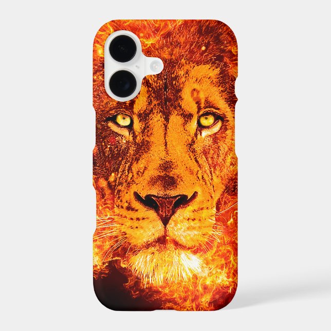 Flames Red Orange Lion Face Iphone Case (Back)