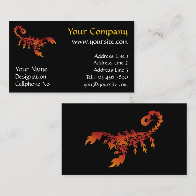 Flames Scorpion Business Card (Front/Back)