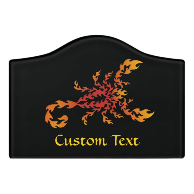 Flames Scorpion Door Sign (Small Crest Front)