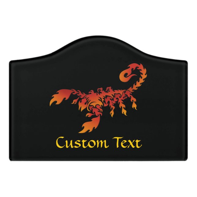 Flames Scorpion Door Sign (Small Crest Front)