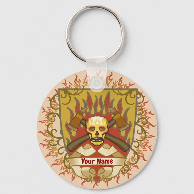  Flames Shield   Firefighter  Keychain (Front)