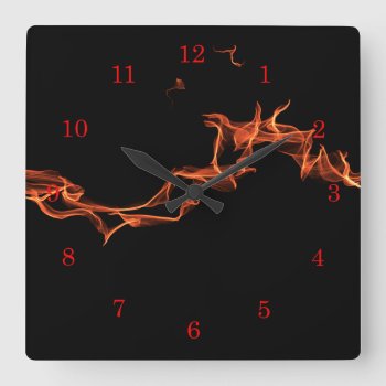 Flames Square Wall Clock by ArtByApril at Zazzle