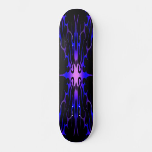 Flames Tribal Tattoo Purple and Blue skateboard