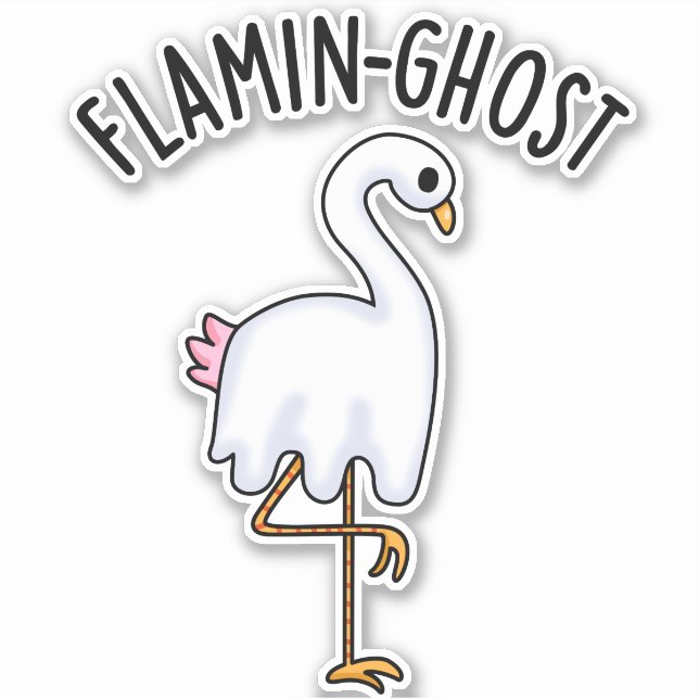 Flamin-ghost Funny Flamingo Ghost Pun  Sticker (Front)