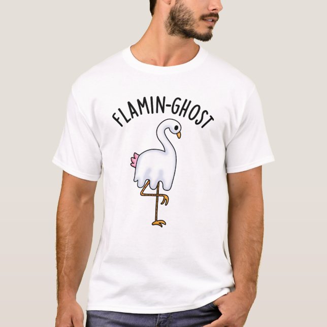Flamin-ghost Funny Flamingo Ghost Pun  T-Shirt (Front)
